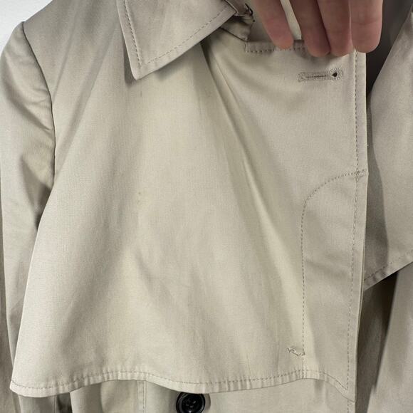 Theory Trench Coat Women L Tan Midi Long Sleeve Double Breast Minimal Career - Picture 5 of 10